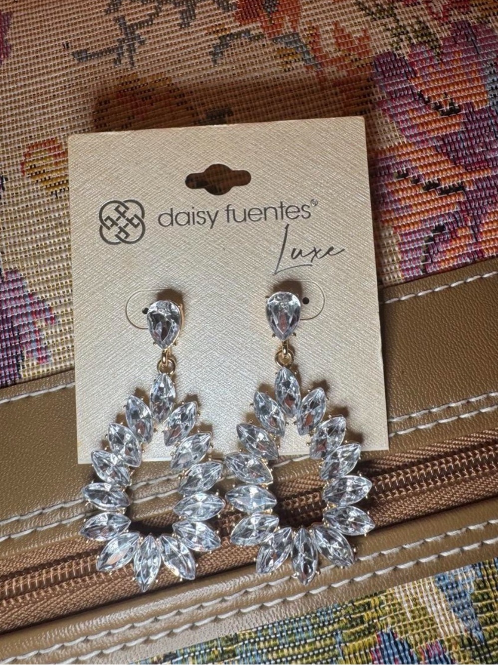 Daisy Fuentes Luxe Clear Crystal Teardrop Dangle Earrings
